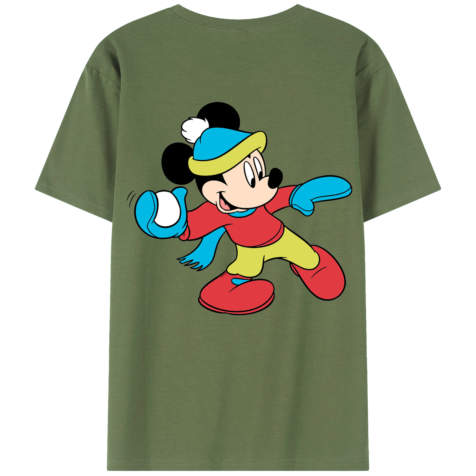 ミッキーマウス Mickey Mouse 綿100％ メンズ半袖Tシャツ（バックプリント） 通気性